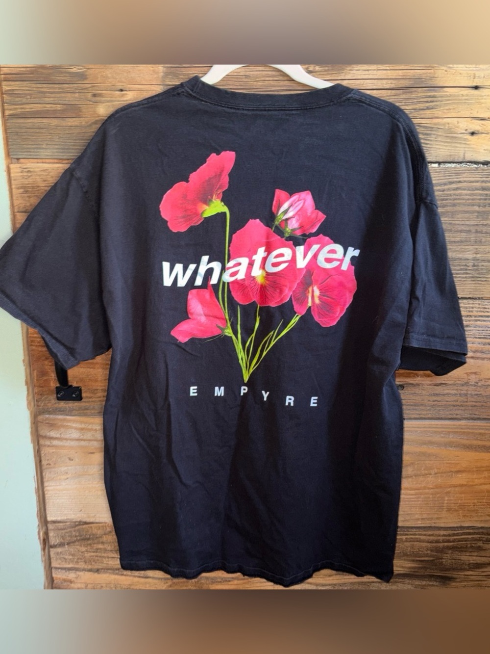 Champion Black Short-Sleeve Tee with Red Floral Chest Graphic - Picture 4 of 5